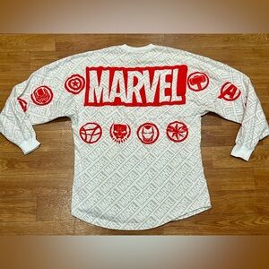 Disney Parks Marvel White Red Spirit Jersey Adult Unisex Size Small